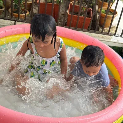 Picture of Swimming Pool Inflatable Kids Bath Tub- 34x10inch Baby Water Pool Bathtub Swimming Bath Tub for Kids, Children Playing Toy for Summer Special (Multicolor)