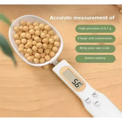 Picture of lcd Display Digital Kitchen Measuring Spoon Scales Electronic Digital Spoon Scale Mini Kitchen Scales Baking Supplies (White)