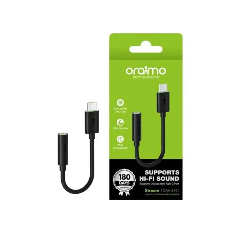 Picture of Oraimo Type-C Male to 3.5mm Female Black Converter