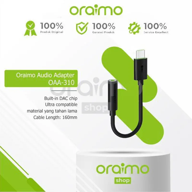 Picture of Oraimo Type-C Male to 3.5mm Female Black Converter