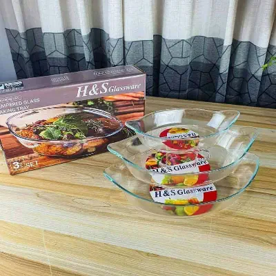 Picture of  Premium Tempered Glass Baking Tray Set (3 Pcs