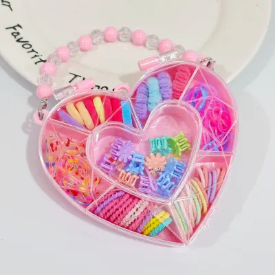 Picture of MultiColor Hair Accessories Kit – Perfect for Little Princess- Heart Shape Hair Band Set (Multicolor, )