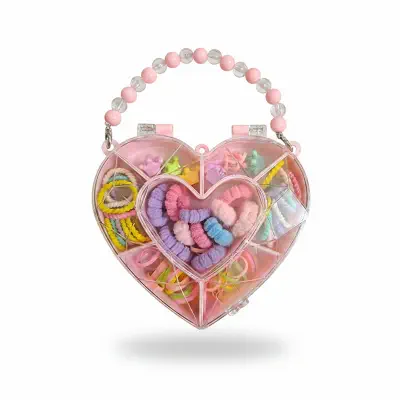 Picture of Multi-Color Hair Accessories Kit – Perfect for Little Princess-Flower & Heart Shape Hair Band Set (Love Shape, )