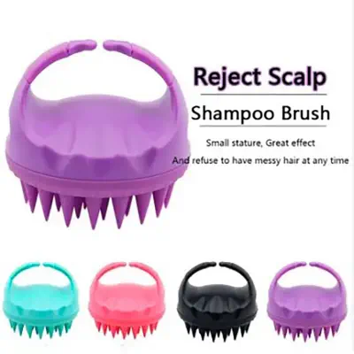 Picture of Hair Wash Brush Hair Scalp Massage Brush Silicone Head Anti Dandruff Shampoo Haircare Massager Comb  