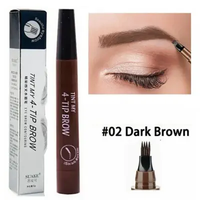 Picture of Eyebrow Pen Liquid Waterproof Microblading Long Lasting Natural Beauty Looking 4 Fork Tip Tattoo Makeup Pencil (Dark Brown)