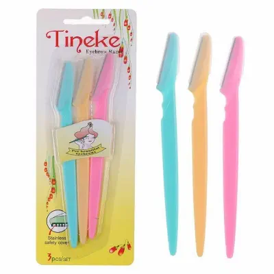 Picture of 3pcs Colorful Eyebrow Trimmer Face Hair Razors Women Eyebrow Shaver Hair Removal Makeup Tools (Multicolor)