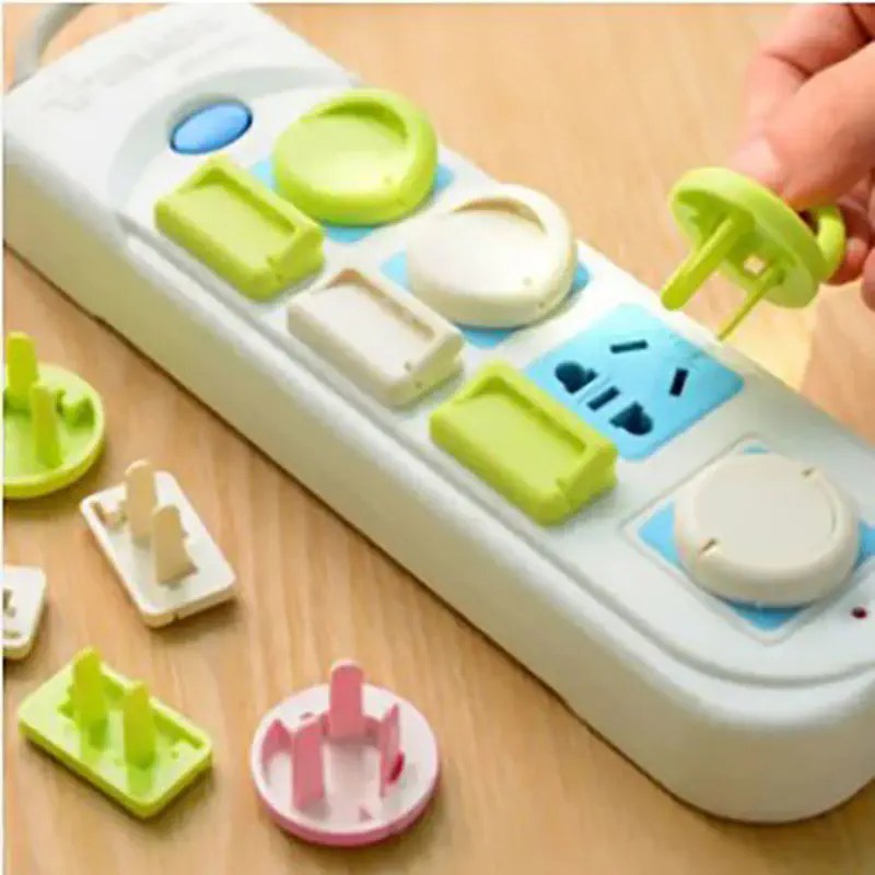 Picture of 10 Pcs (5 Pcs 2 Pin 5pcs 3 Pin)Child Safety Protection Socket Plug Protector Baby Electric Shock Protection Power Supply Cover Anti-Electric with Hidden Pull Handle Outlet Covers (Multicolor)
