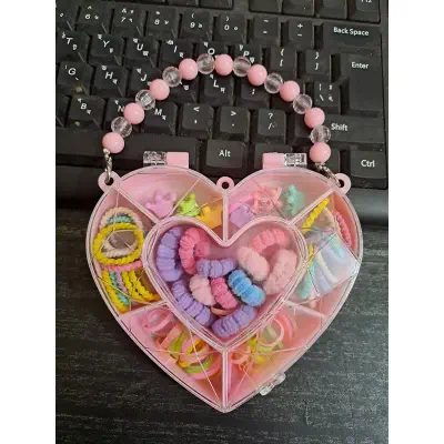 Picture of MultiColor Hair Accessories Kit – Perfect for Little Princess- Heart Shape Hair Band Set (Multicolor, )
