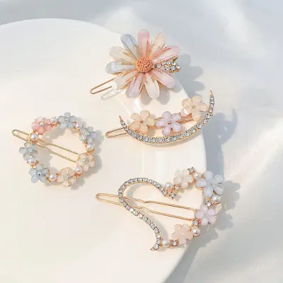 Picture of Women Pearl Hair Clip Headdress for Girls Hair Band-4Pcs/Set (Multicolor,Int: One size)