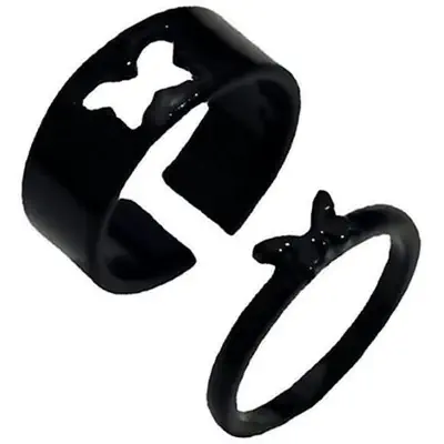 Picture of Punk Simple Hollow Butterfly Open Rings Girl Accessories New (Black,Adjustable)
