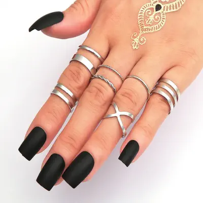 Picture of 8 Pcs/Set Finger Ring Set Women Finger Rings for women's fashion (Silver,Adjustable)