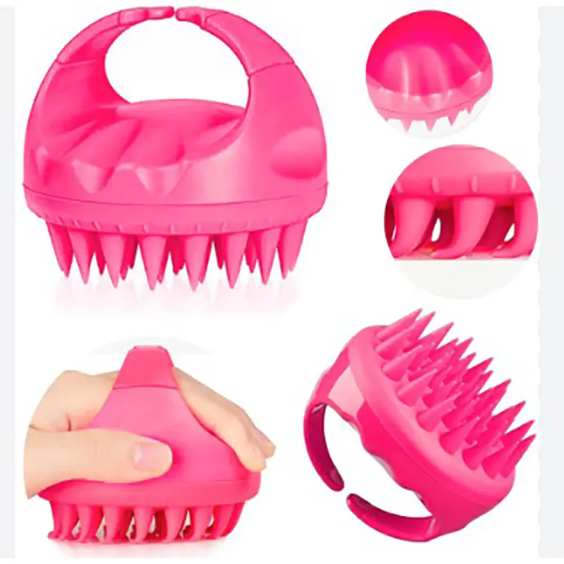 Picture of Hair Wash Brush Hair Scalp Massage Brush Silicone Head Anti Dandruff Shampoo Haircare Massager Comb  