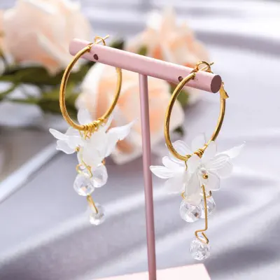 Picture of My Love Korean Flower Tassel Drop Earrings (Multicolor)