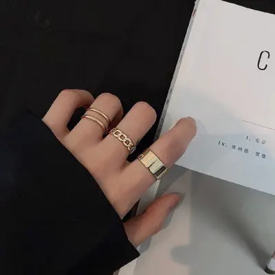 Picture of 3pcs Rings Set For Women Rings For Women Finger Ring For Women Girls Ladies Female Ornament Jewelry Jewellery ladies bag womens bag dress makeup watch couple rings ear rings Latest Collection Womens Fashion Jewellery Rings For Girls Womens Finger Ring (Gold,Adjustable)
