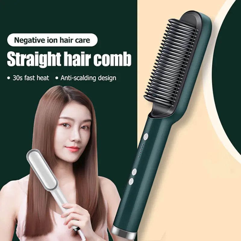 Picture of 2 in 1 Professional Straightener and Curling Iron Comb Brush (Multicolor,Body)