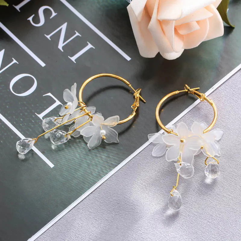 Picture of My Love Korean Flower Tassel Drop Earrings (Multicolor)