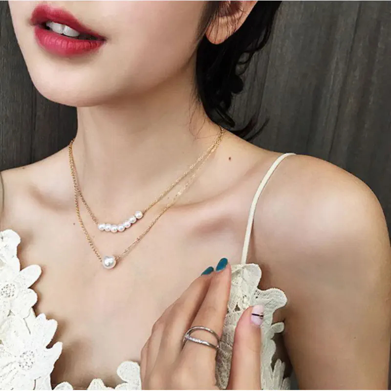 Picture of Double Layer Clavicle Chain Necklace Accessories Female Jewelry New pendant (Gold,Adjustable)