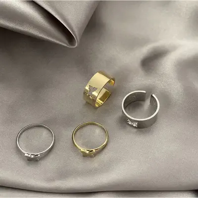 Picture of Punk Simple Hollow Butterfly Open Rings Girl Accessories New (Gold,Adjustable)