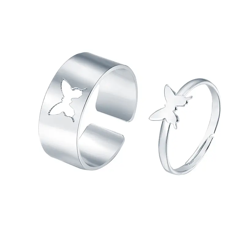 Picture of Punk Simple Hollow Butterfly Open Rings Girl Accessories New (Silver,Adjustable)