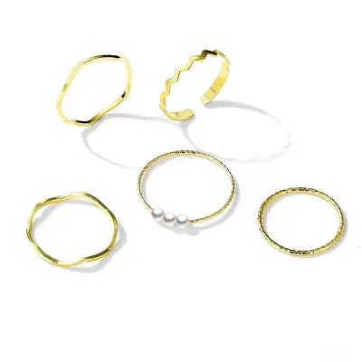 Picture of Finger Rings Set 5 PCS (Gold,Adjustable)