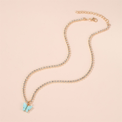 Picture of Butterfly necklace Choker clavicle chain necklace (Pink,Adjustable)