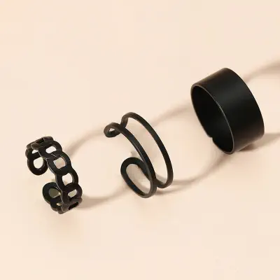 Picture of 3pcs Rings Set For Women Rings For Women Finger Ring For Women Girls Ladies Female Ornament Jewelry Jewellery ladies bag womens bag dress makeup watch couple rings ear rings Latest Collection Womens Fashion Jewellery Rings For Girls Womens Finger Ring (Black,Adjustable)