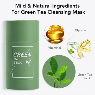 Picture of Green-Tea-Mask Stick Nourish Skin Organic Clay Mask Stick Oil Control Moisturizinge Brighteninge Detoxifying Acne Remover - Face Mask (Face,Others)