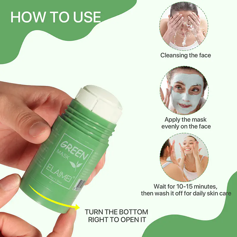 Picture of MELAO Green-Tea-Mask Stick Nourish Skin Organic Clay Mask Stick Oil Control Moisturizinge Brighteninge Detoxifying Acne Remover (Face,Others)