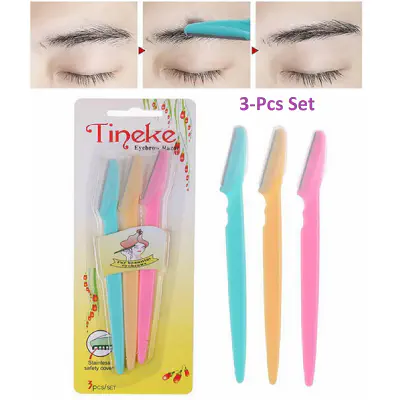 Picture of Eyebrow Face Razor 3 pcs Trimmer Shaper Shaver Blade Hair Remover Tool (Multicolor,Eyes)