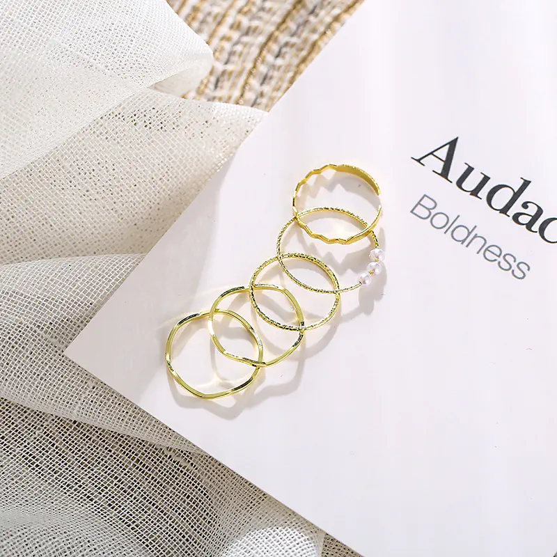 Picture of Finger Rings Set 5 PCS (Gold,Adjustable)