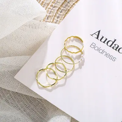 Picture of Finger Rings Set 5 PCS (Gold,Adjustable)