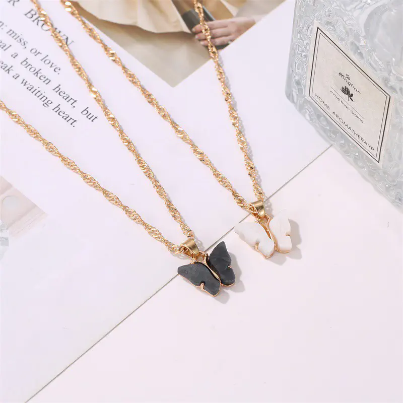 Picture of Trendy Butterfly Chain Pendant Necklaces for Women New Collection - Necklace for Girls Simple Fashion (Light blue,Adjustable)