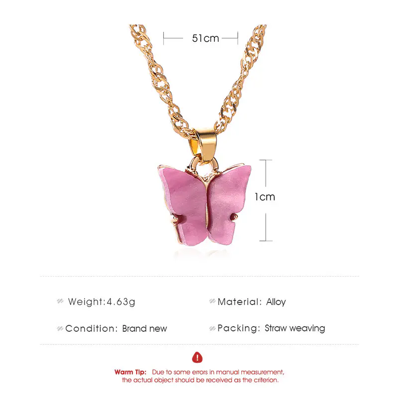 Picture of Trendy Butterfly Chain Pendant Necklaces for Women New Collection - Necklace for Girls Simple Fashion (White,Adjustable)