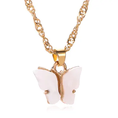 Picture of Women Necklace Creative All-match Women Jewelry Butterfly Pendant Clavicle Necklace for Party (White,Adjustable)
