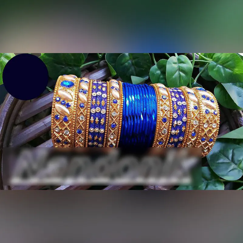 Picture of Bridal Metal Velvet Bangles Set /  Bridal Churi Set 