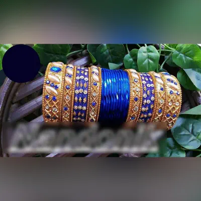 Picture of Bridal Metal Velvet Bangles Set /  Bridal Churi Set 