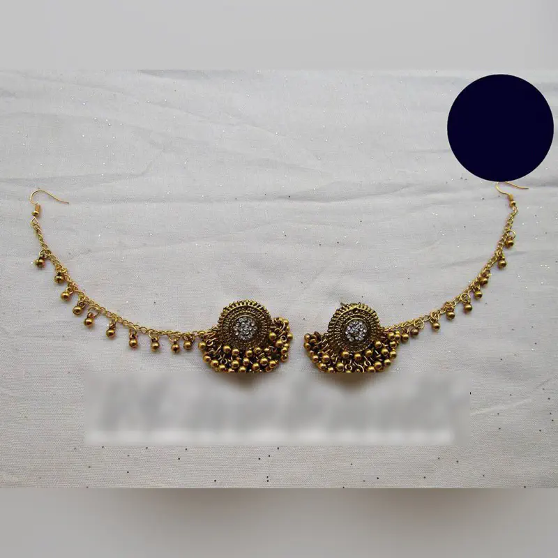 Picture of Bahubali Antique Gajra Kanpasha Earrings With Tana for Women 