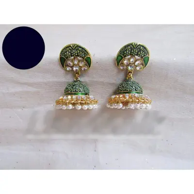 Picture of Indian Joypuri Meenakari Jhumka Earring/ Joypuri Kaner Dul