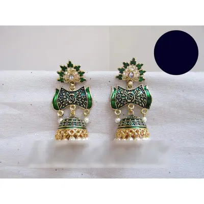 Picture of Indian Joypuri Meenakari Jhumka Earring/ Joypuri Kaner Dul