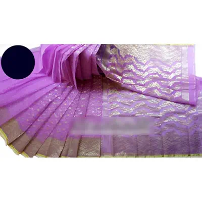 Picture of Exclusive Muslin Tissue Powerloom Jari Jamdani Saree With Blouse piece 