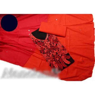 Picture of Exclusive Jessore Stitched Unstitch Cotton Three Piece With Extra Sleeves 