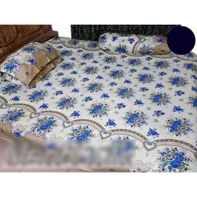 Picture of Cotton Double Size Bed Sheet Set With Two Pillow Covers and One Side Pillow Cover 