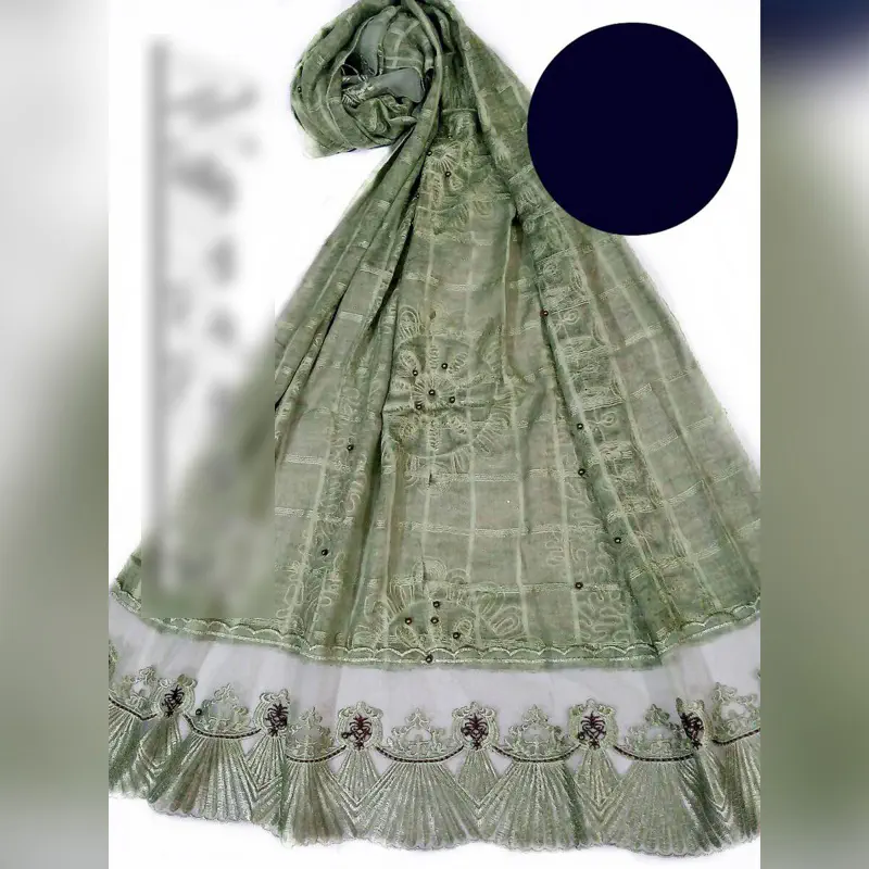 Picture of Wash body cotton embroidered pearl hijab (China)/ Party wear hijab/ Hijab Orna/ Cotton Scarf/ Lock pearl scarf 