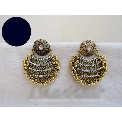 Picture of Golden Antique Stone Chandbali Earrings for Women 