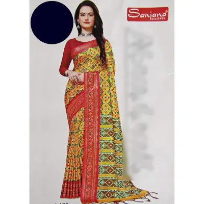 Picture of Indian Sanjana Designer Branded Premium Ikkat Soft Patola Silk Saree With Blouse Piece 