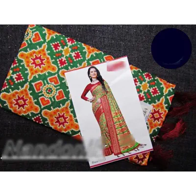 Picture of Indian Sanjana Designer Branded Premium Ikkat Soft Patola Silk Saree With Blouse Piece 