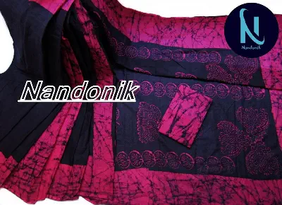 Picture of Cotton Moom Batik Sharee With Extra Blouse piece 