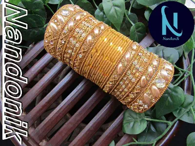 Picture of Bridal Metal Velvet Bangles Set /  Bridal Churi Set 