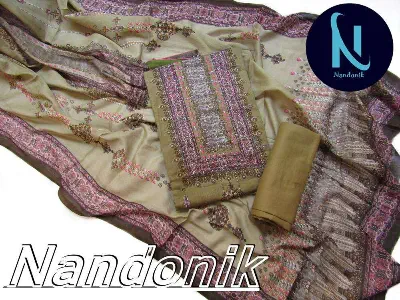 Picture of Exclusive Boutique Swarovski Unstitch Three Piece With Extra Sleeves 