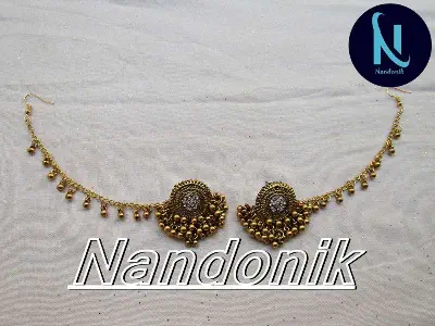 Picture of Bahubali Antique Gajra Kanpasha Earrings With Tana for Women 